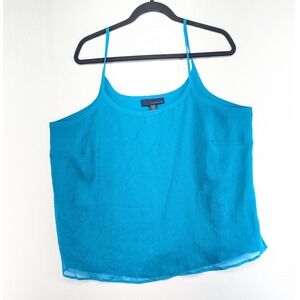 Venezia Womens Plus 18/20 Turquoise Blue Crinkle Chiffon Camisole Tank Top
